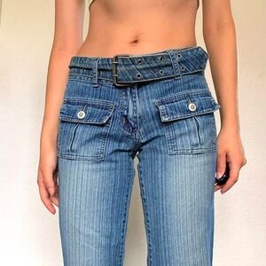 Y2K Bubblegum Low Rise Flare Jeans with Belt